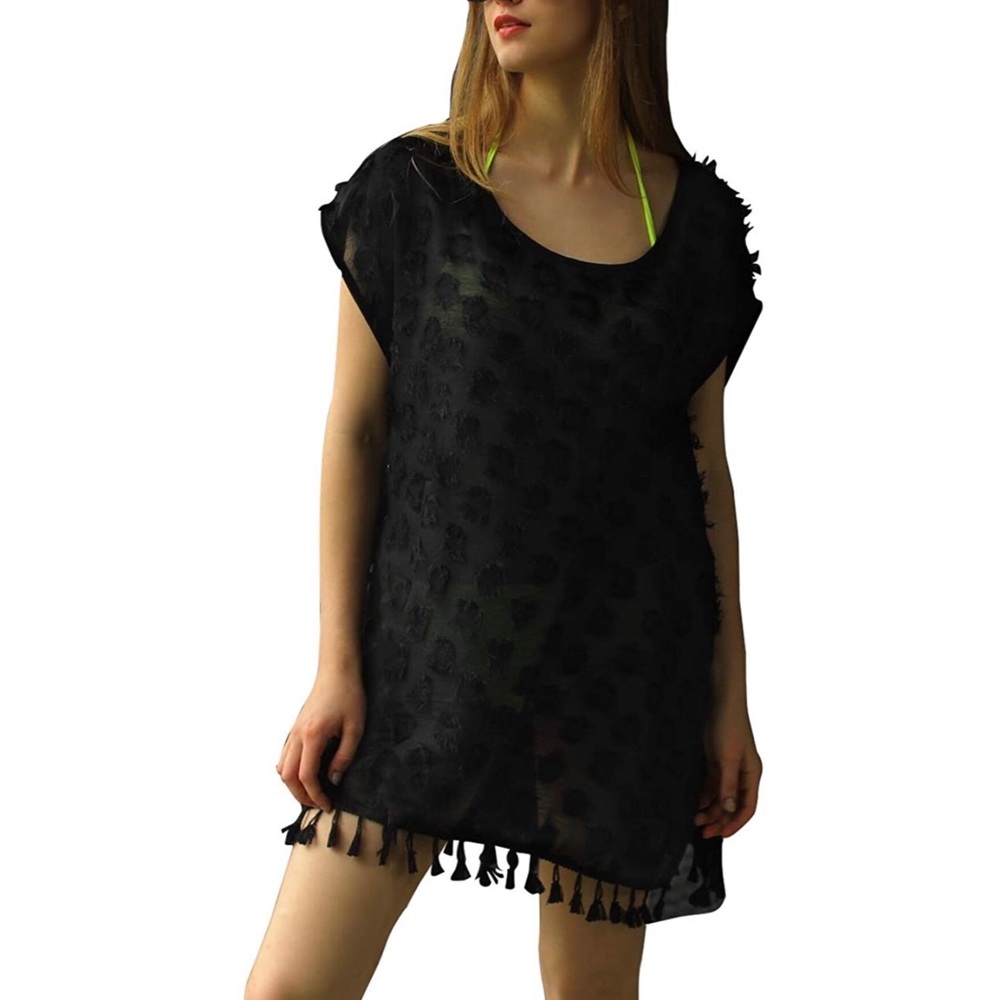 Black Tassels Swimsuit Cover Up - Picture 3 of 4